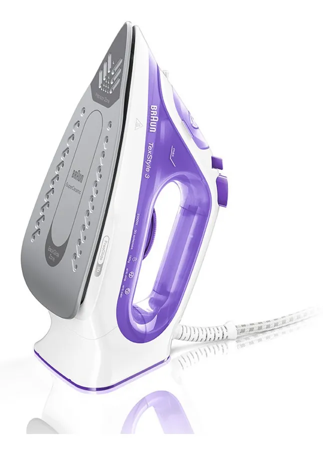 Braun  TexStyle 3 SI 3042 VI - Steam iron, Purple, Silver, White