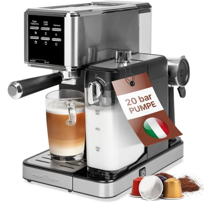 ProfiCook PC-ES-KA 1266 kapselespressomaskin, rostfritt st&aring;l