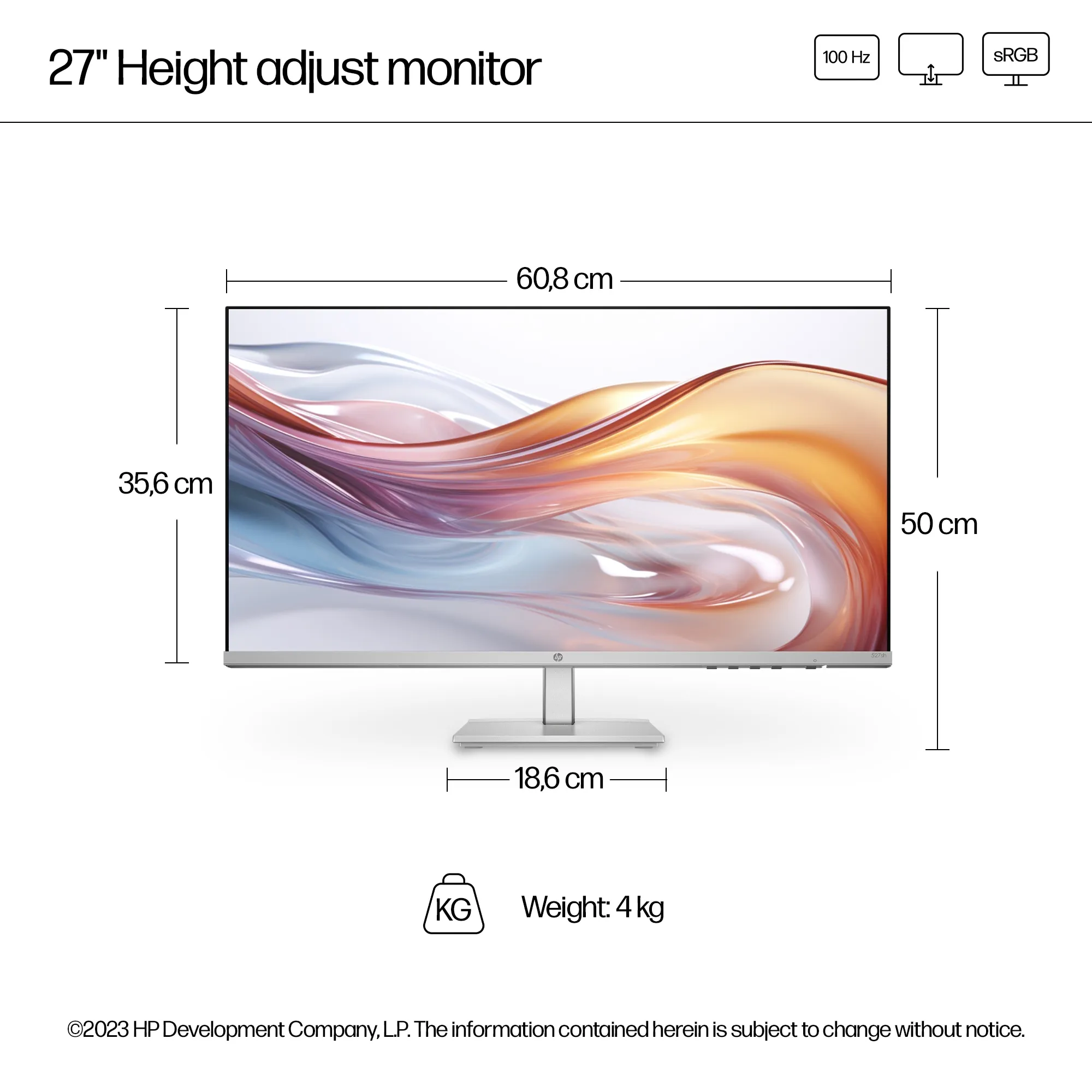 HP 27" Series 5. FHD, 5ms, 100Hz, IPS - monitor