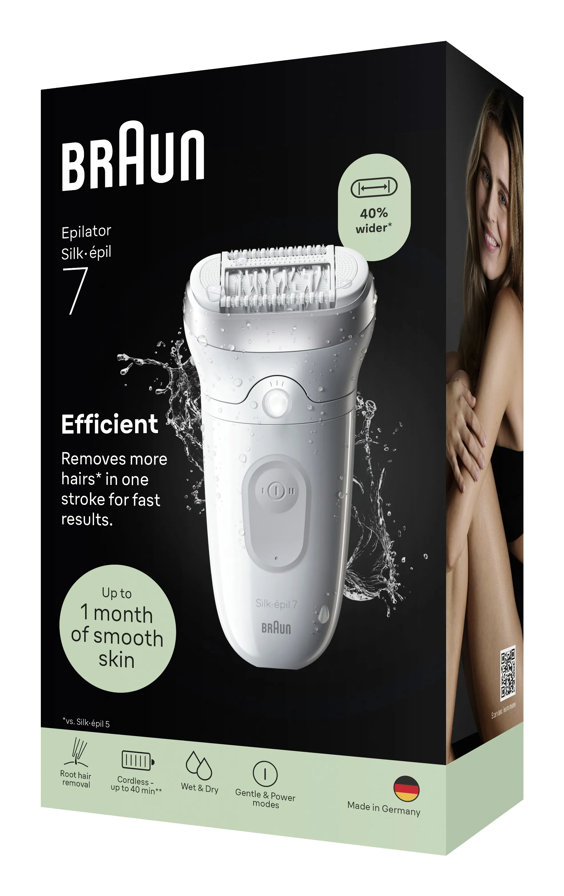Braun Silk-epil 7 SE 7-000 m&auml;rk&auml;- ja kuiva-ajoon, johdoton, ladattava, pest&auml;v&auml; -epilaattori, hopea