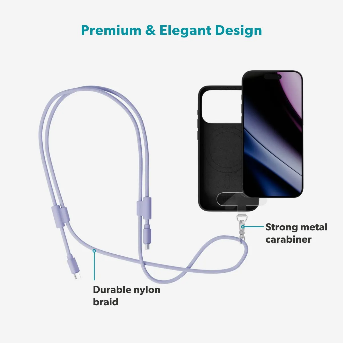 Epico Phone Lanyard USB-C cable, 60W, 1.45 m, Purple, 2 pcs
