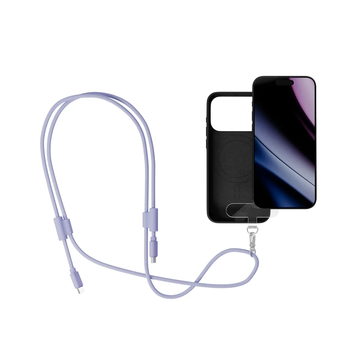 Epico Phone Lanyard USB-C cable, 60W, 1.45 m, Purple, 2 pcs