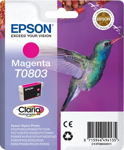 Epson T0803-mustekasetti, 7.4 ml, magenta