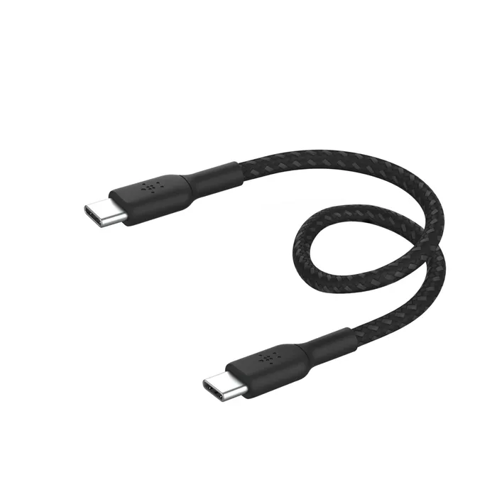 Belkin BoostCharge Punottu USB-C - USB-C -kaapeli, 0.15m, Musta
