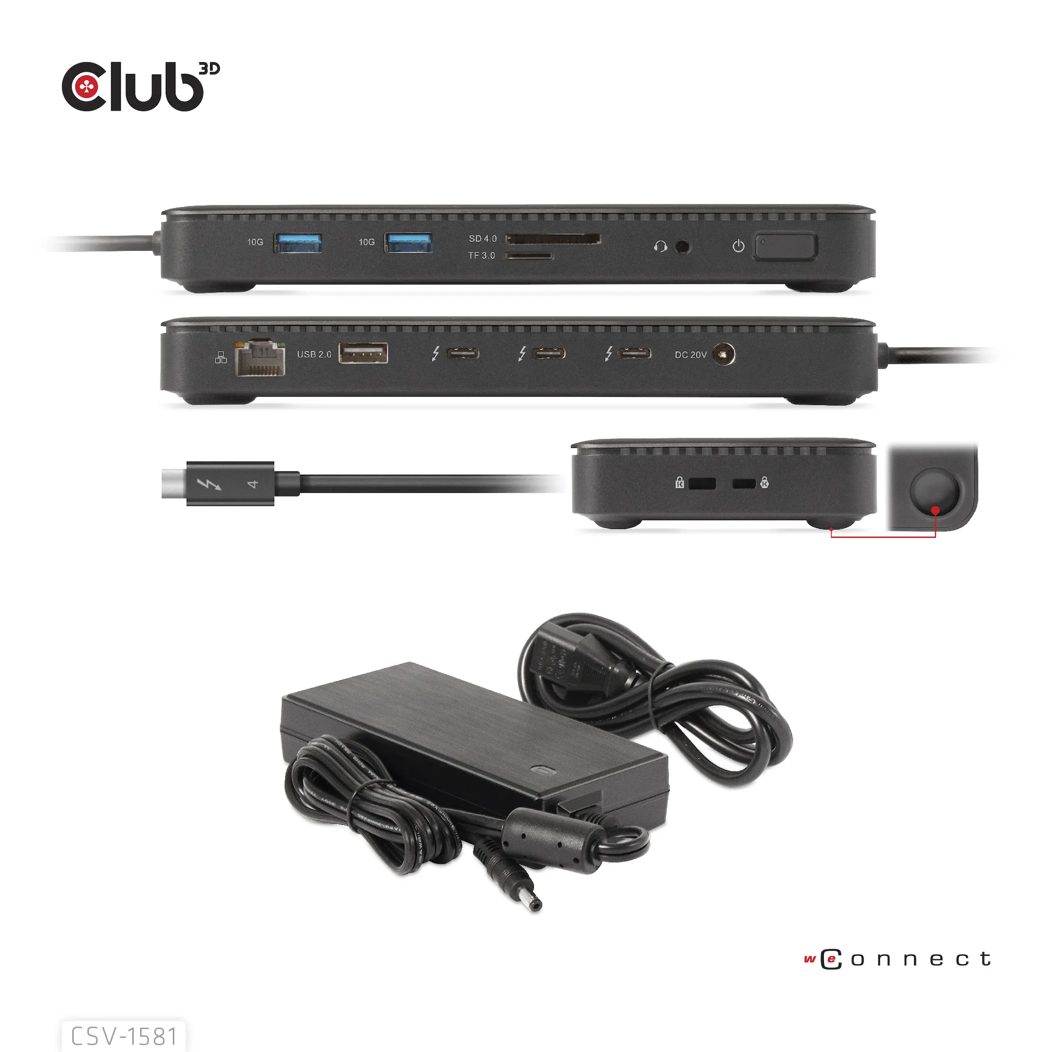 Club 3D Thunderbolt 4 11-in-1 - docking station, Black
