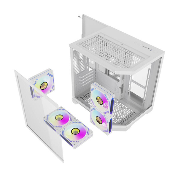 DARKFLASH FT350 Mini-Tower Case with window and RGB lighting, White