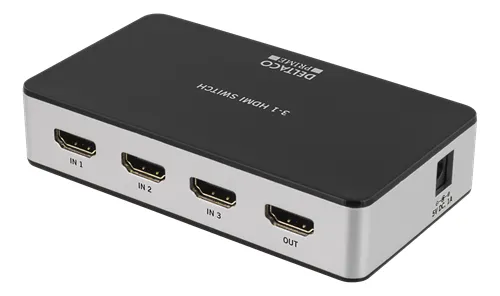 3-porttinen HDMI-kytkin, premium, kaukos&auml;&auml;din, Ultra HD 60Hz, musta