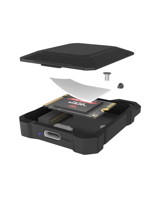 ICY BOX IB-1601MP-CU31 M.2 NVMe SSD -kotelo, M.2 2230, USB 3.2 Gen 2, USB-C, musta