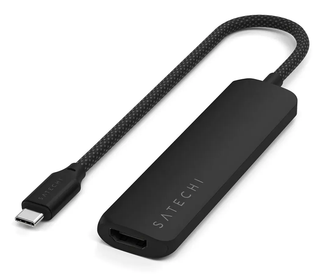Satechi 4-in-1 USB-C Slim Multiport Adapter 4K - Musta