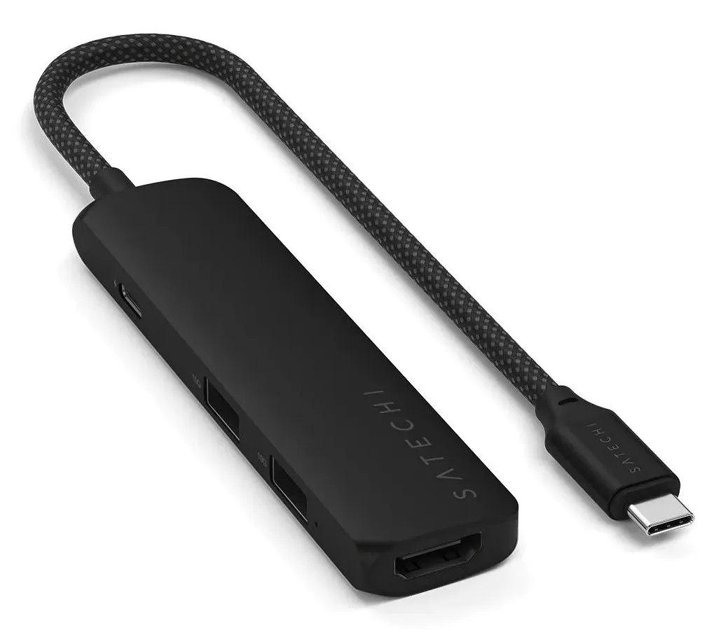 Satechi 4-in-1 USB-C Slim Multiport Adapter 4K - Musta
