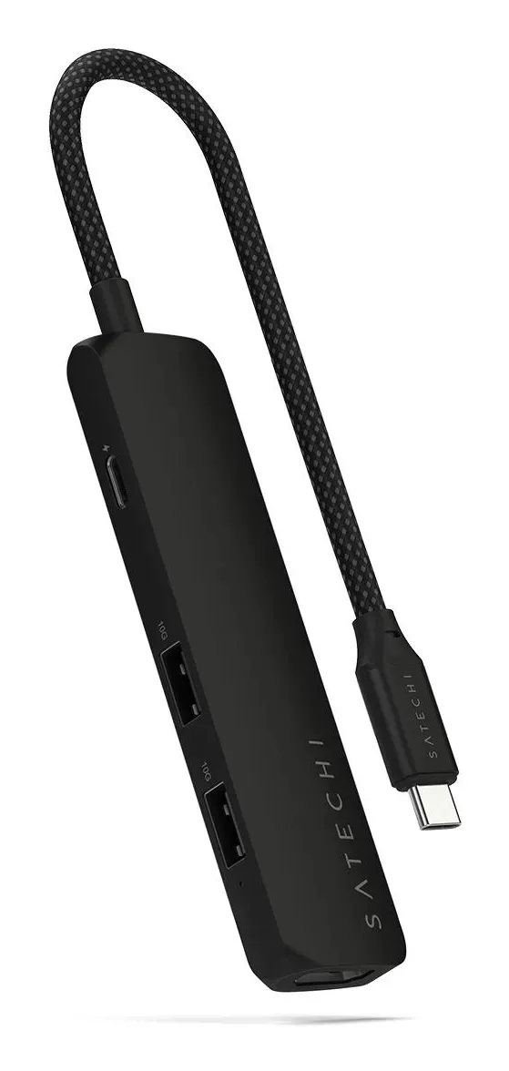Satechi 4-in-1 USB-C Slim Multiport Adapter 4K - Musta