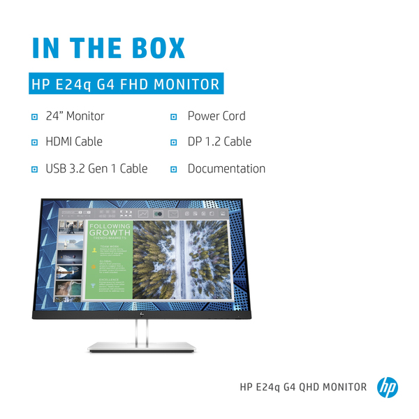 HP 24&quot; E24q G4, QHD, IPS - sk&auml;rm