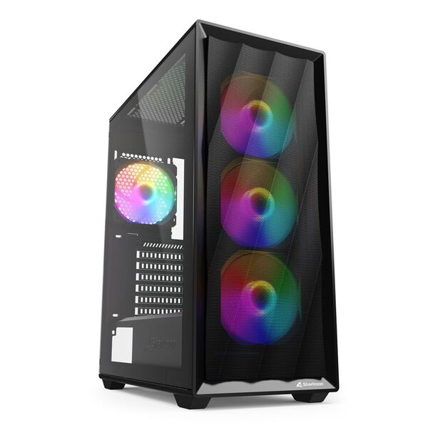 Sharkoon VK4 Rainbow Midi-Tower Case with RGB lighting, Black