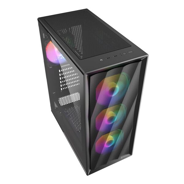 Sharkoon VK4 Rainbow Midi-Tower Case with RGB lighting, Black