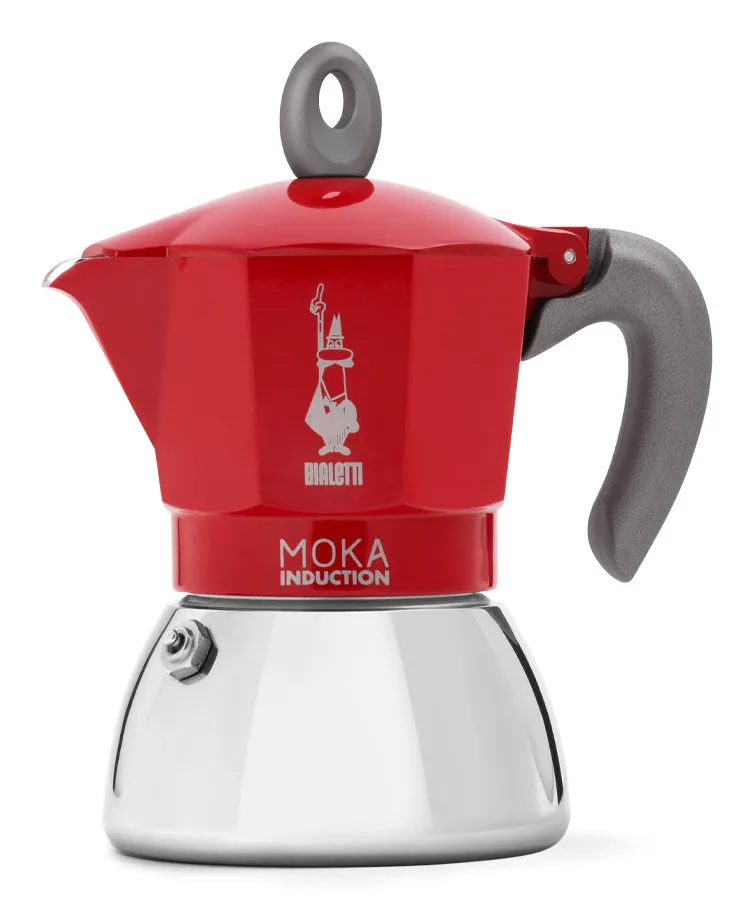 Bialetti Moka Induction -espressokeitin, punainen, 6 kuppia