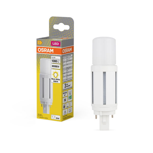 OSRAM DULUX LED D26 9,5W varmvit G24d