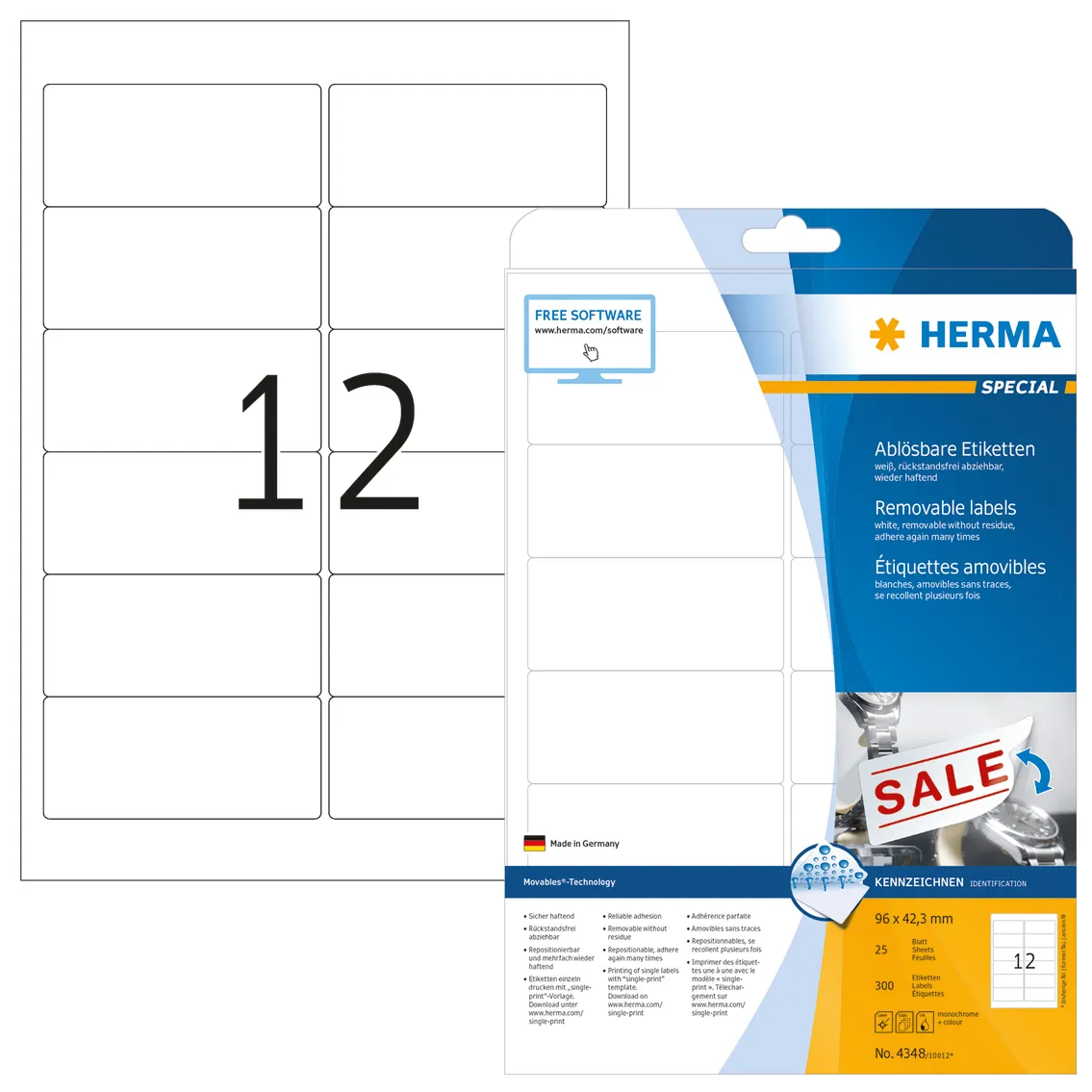 Herma label removable 96x42,3 (300)