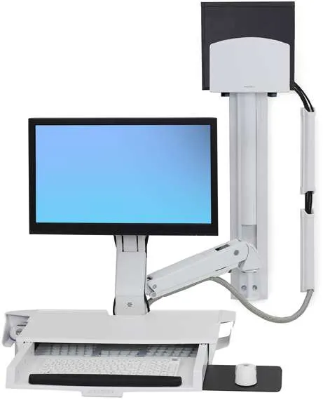 ERGOTRON StyleView  Sit-Stand Combo System shelves white
