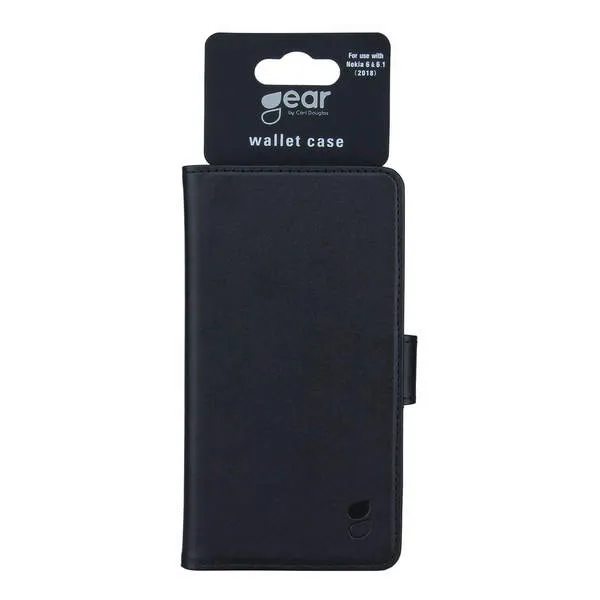 GEAR Wallet, Nokia 6.1 - plånboksfodral, Svart