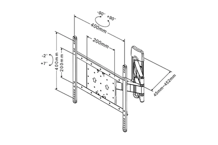 MB TILT&amp;TURN III 25KG VESA 100-400 BL