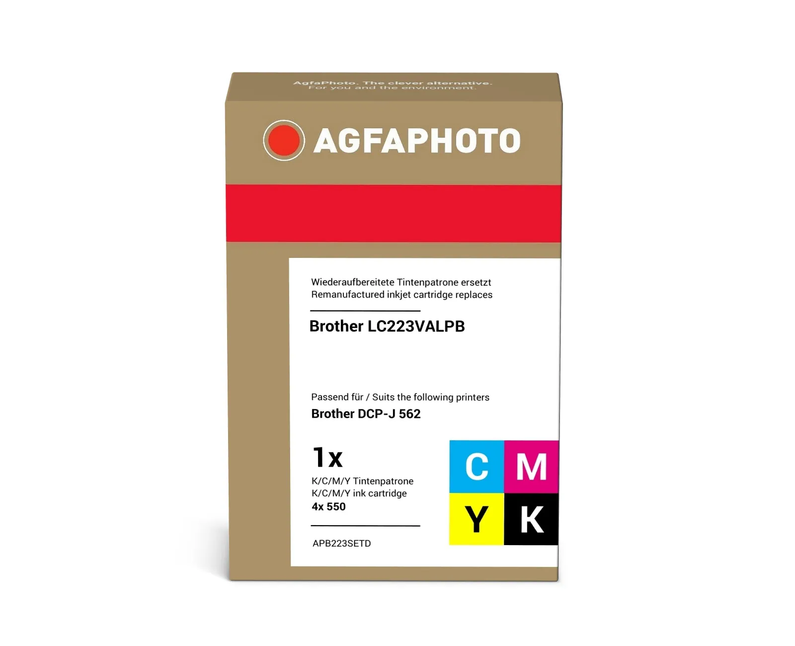 AGFAPHOTO APB223SETD-mustekasettipakkaus, musta, syaani, magenta, keltainen, 4 kpl