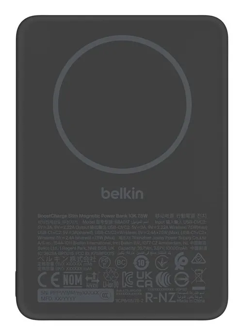 Belkin BoostCharge Slim Magnetic 10000 mAh, 7.5W - powerbank, Black