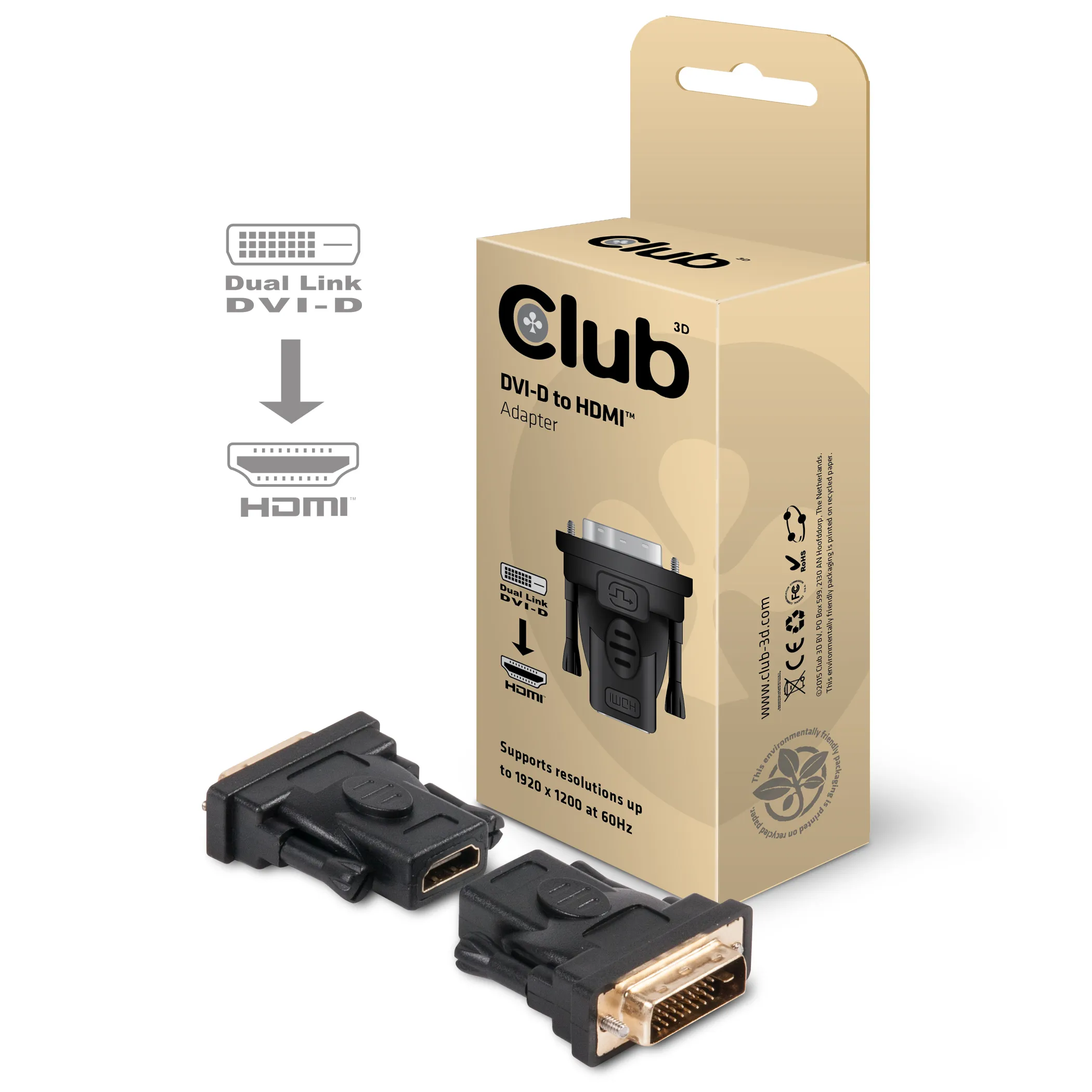 Club 3D DVi - HDMI - adapter, Svart