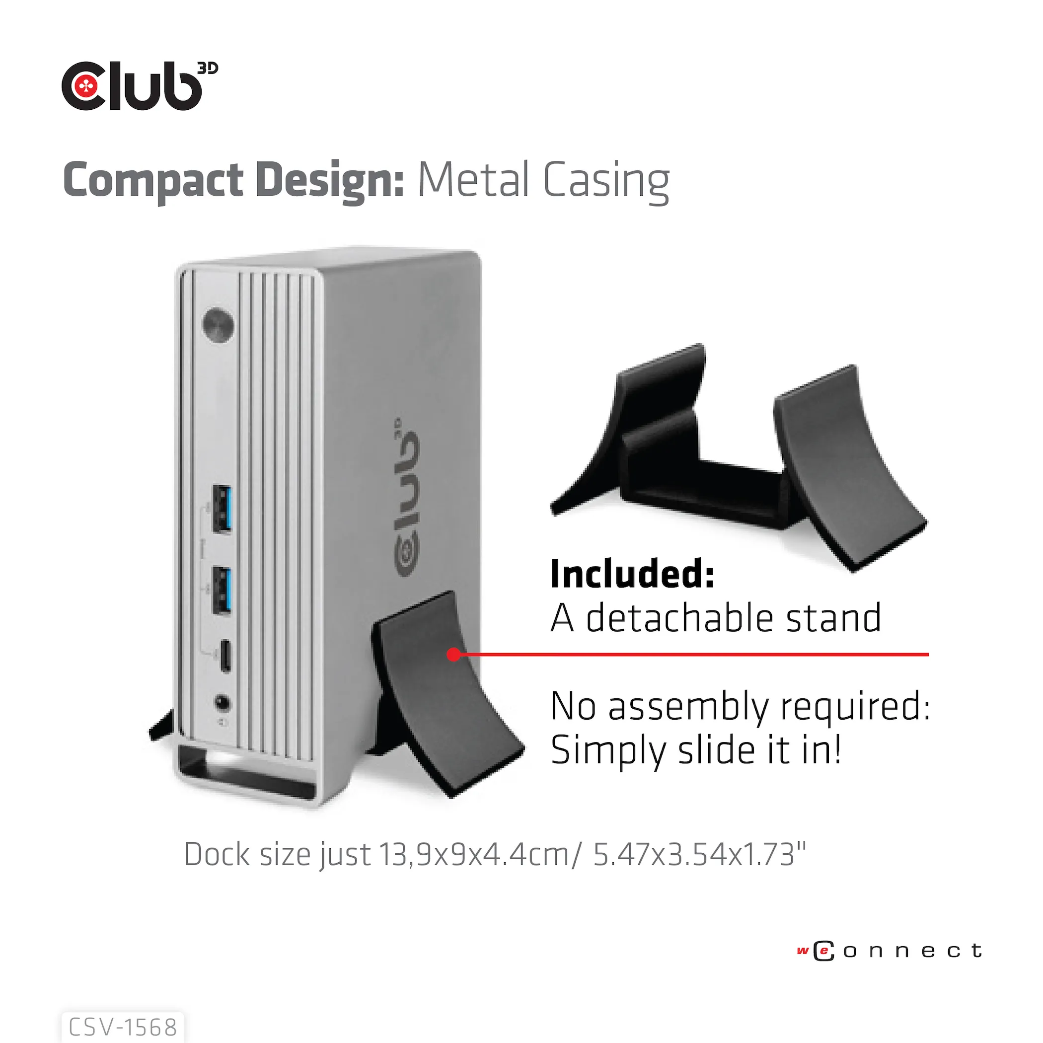 Club 3D 3.2 Gen2 USB-C 13-in-1 -telakka 120W virta -adapterilla, Harmaa