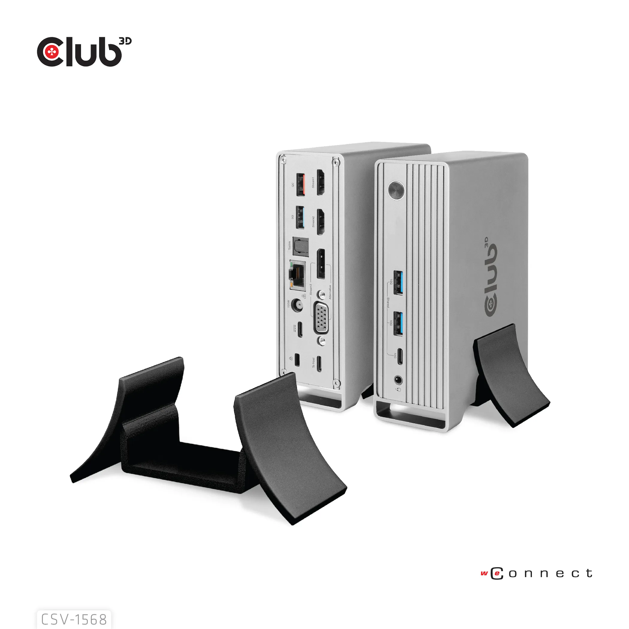 Club 3D 3.2 Gen2 USB-C 13-in-1 -telakka 120W virta -adapterilla, Harmaa