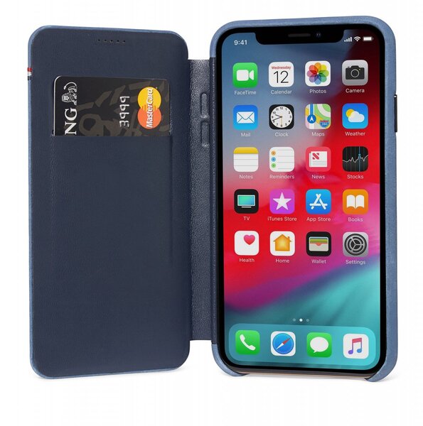 Decoded - Slim Leather Wallet Case for iPhone Xs Blue
