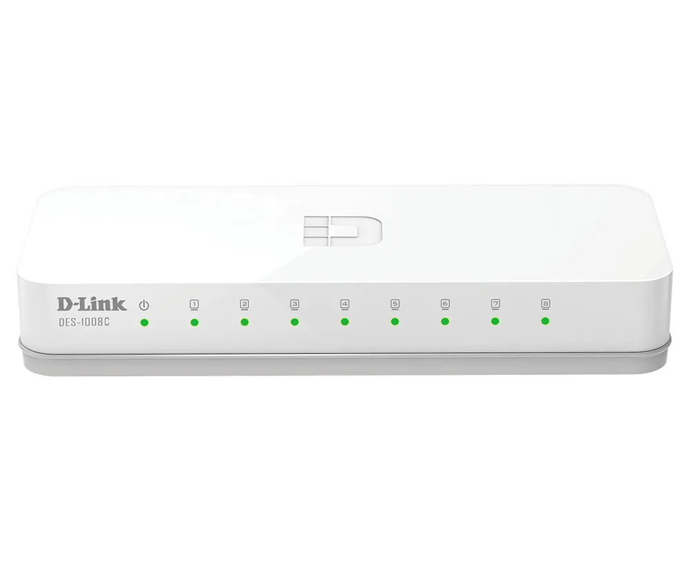 D-Link DES-1008C/E - 8-portars Fast Ethernet ohanterad skrivbordsv&auml;xel, vit