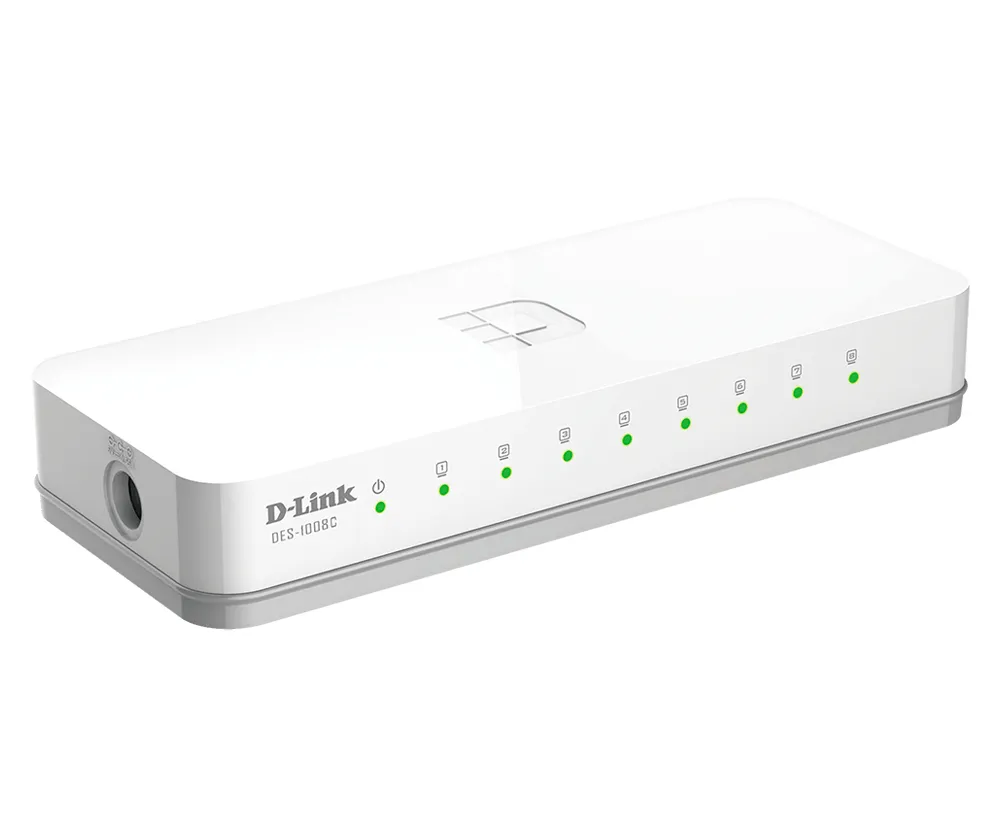 D-Link DES-1008C/E - 8-portars Fast Ethernet ohanterad skrivbordsv&auml;xel, vit