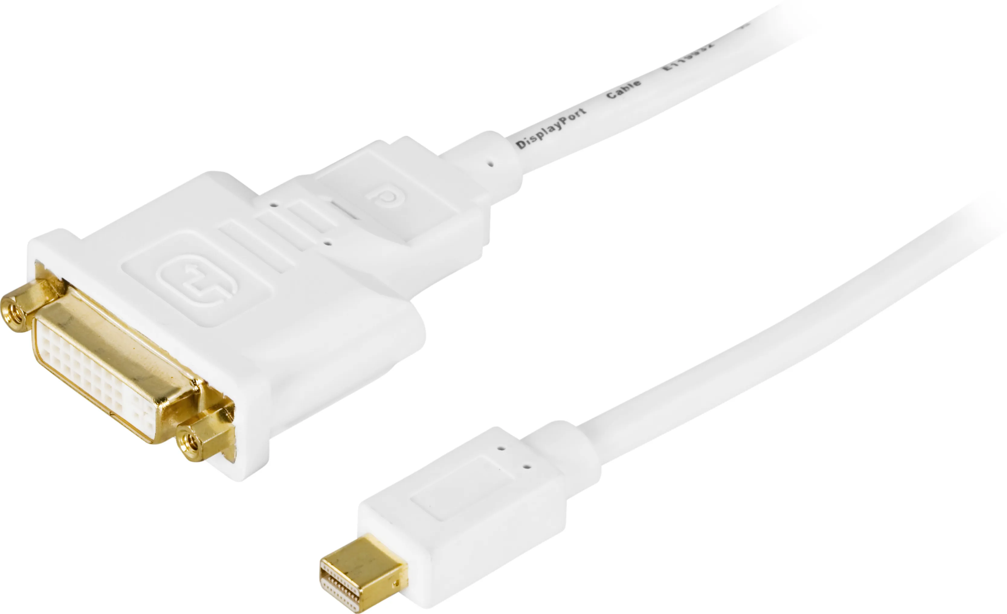 Deltaco mini DisplayPort &ndash; DVI-I - cable, Single, 1 m, White