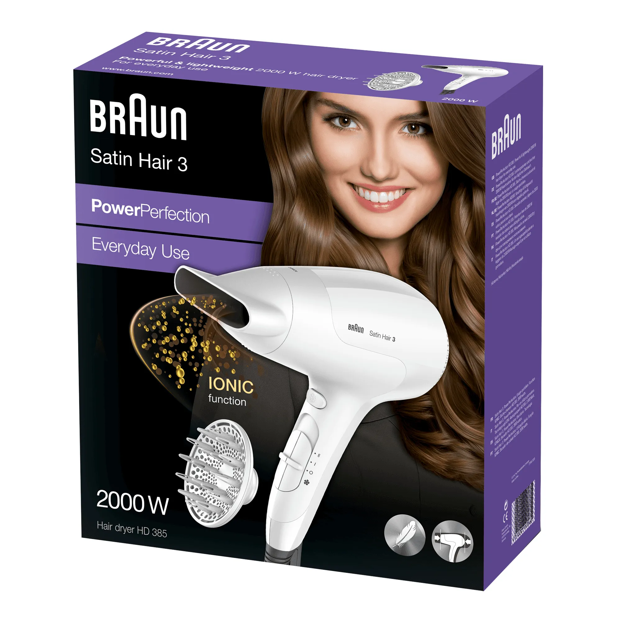 Braun Satin Hair 3 2000 W -hiustenkuivaaja, Valkoinen
