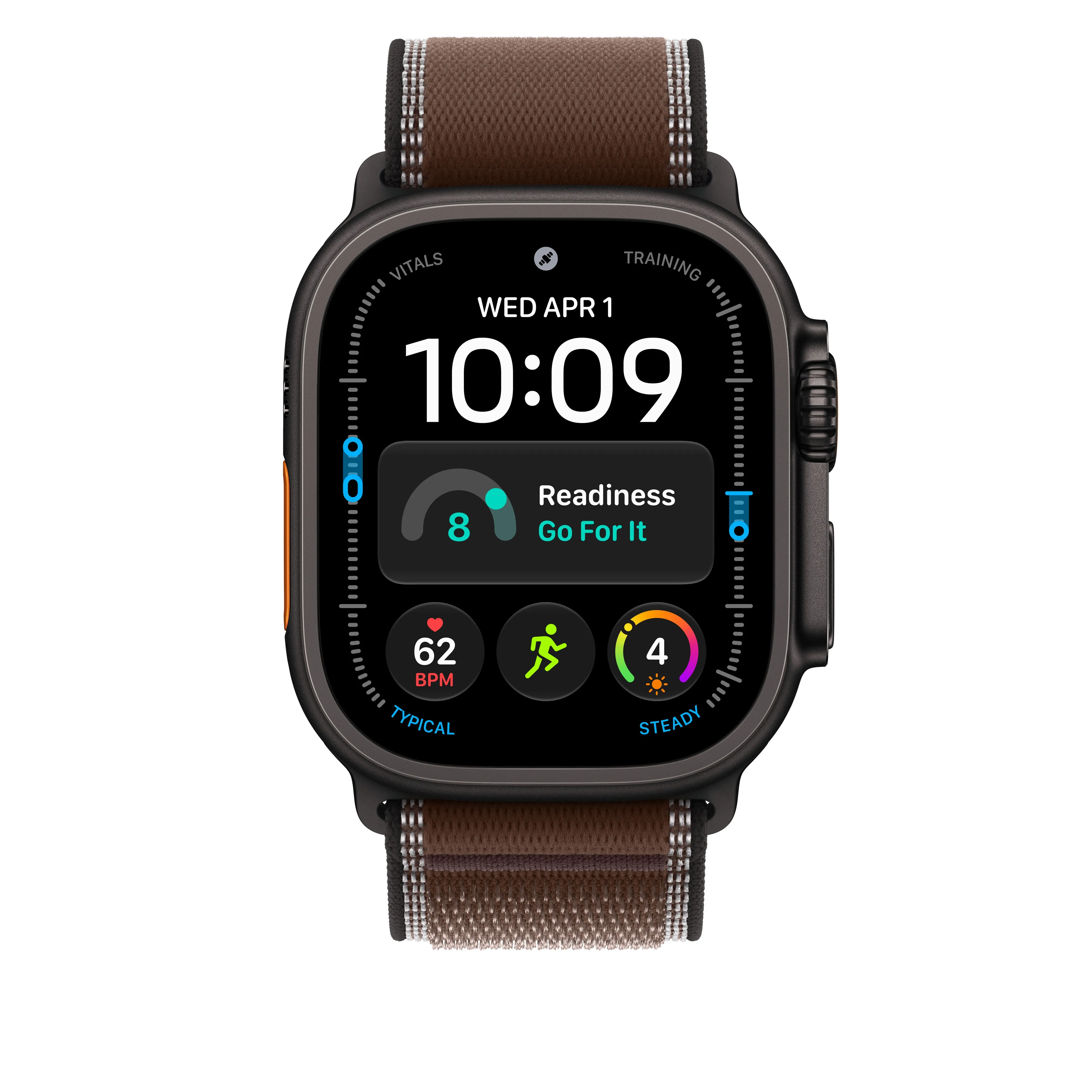 Apple Watch 49 mm -Trail-ranneke, tumma umbra, M/L, mustatitaani