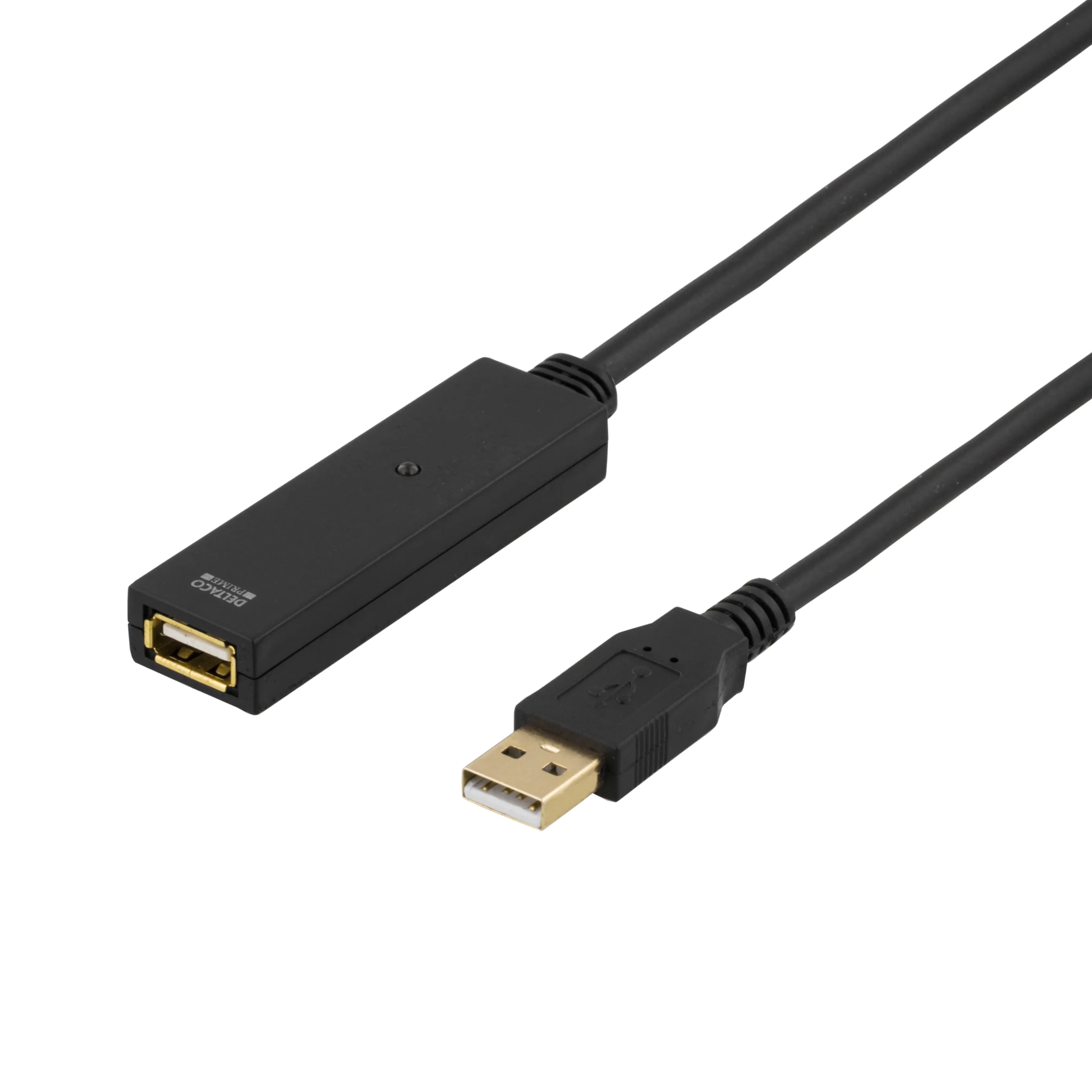 Deltaco USB2-EX15M USB 2.0 extension cable, 15 m, Black
