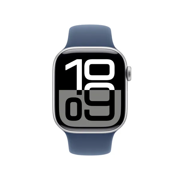 APPLE Watch Series 10 GPS 42mm Silver Aluminium Case with Denim Sport Band - S/M