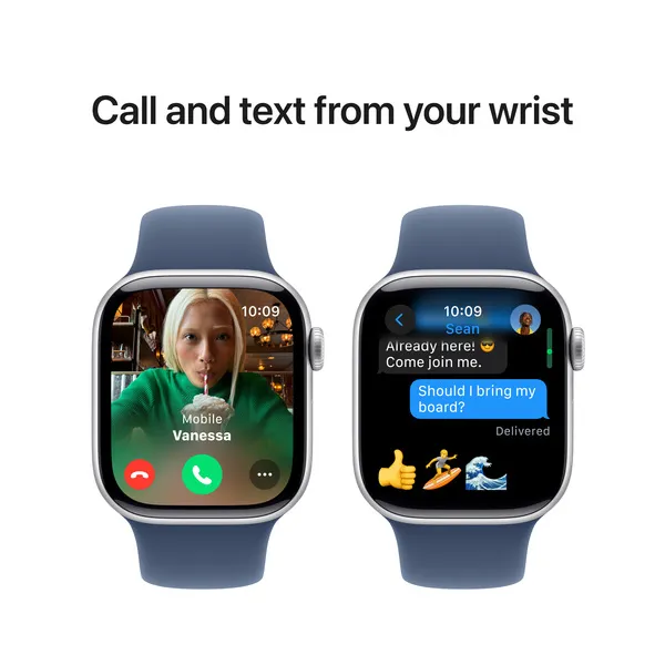 APPLE Watch Series 10 GPS 42mm Silver Aluminium Case with Denim Sport Band - S/M