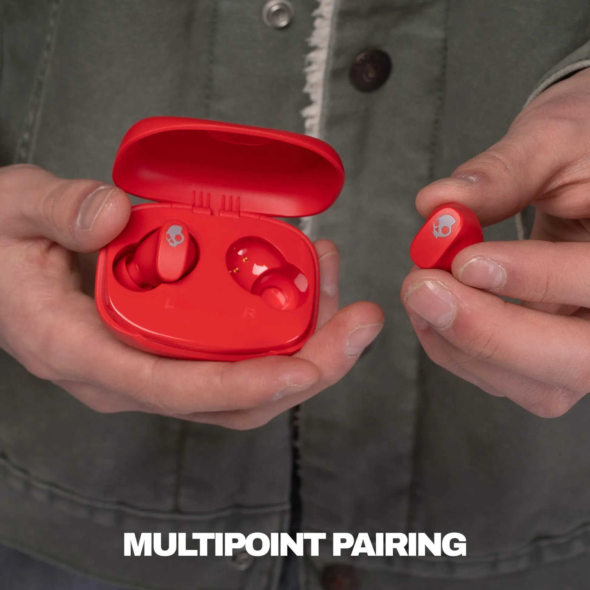 Skullcandy Smokin' Buds 360 -langattomat nappikuulokkeet, punainen