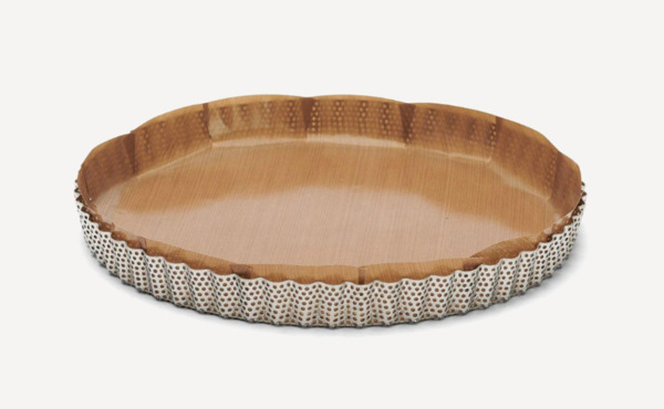 De Buyer Crostata Forato Perforated Round Tart Mold with Removable Bottom Stainless Steel, 28 cm