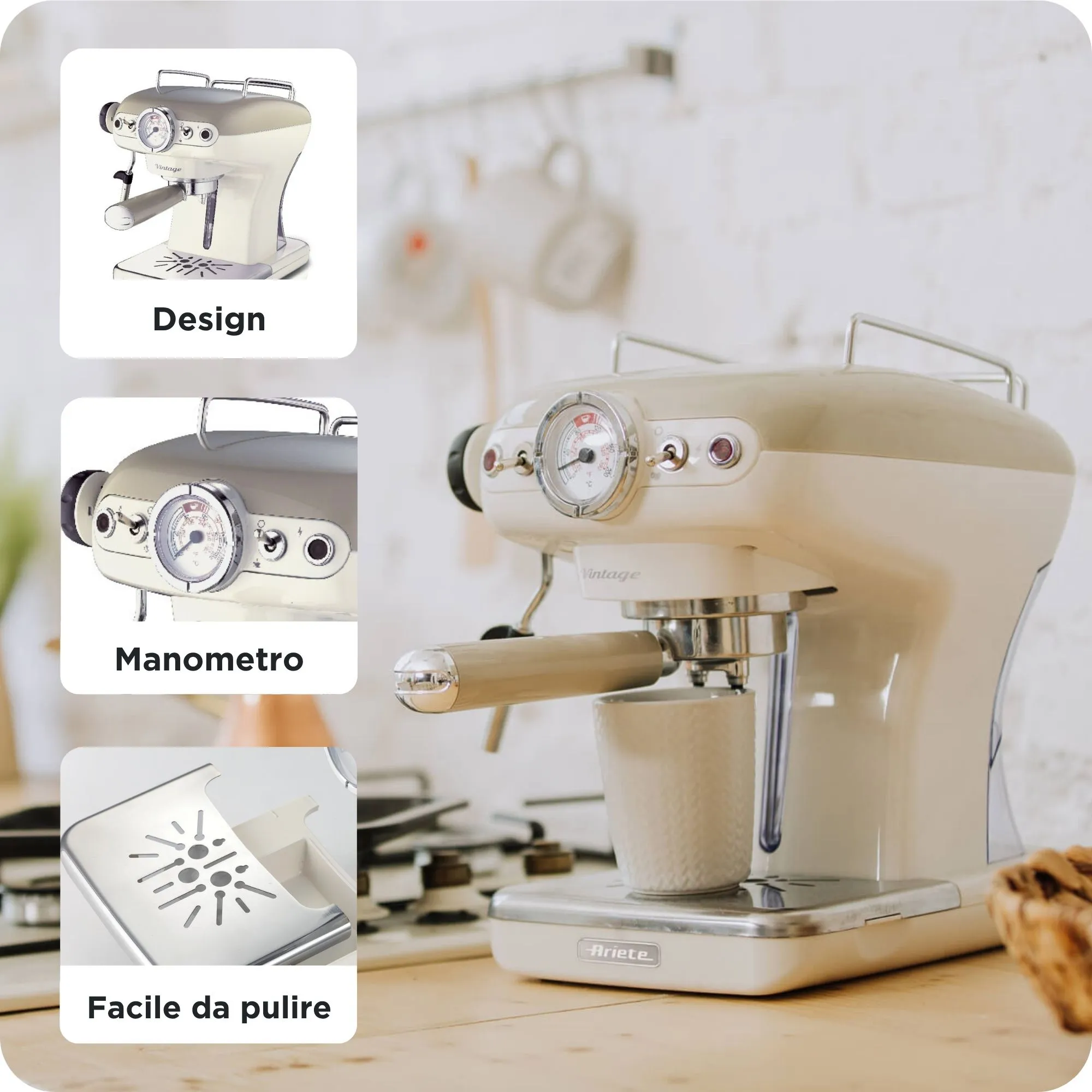 Ariete Vintage - espresso machine, Beige
