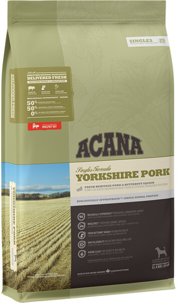 Acana Singles Yorkshire Pork, Dry food for dogs, Grain Free, 11.4kg