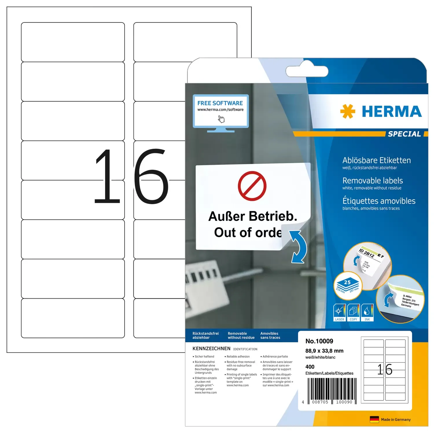 Herma label removable 88,9x33,8 (400)