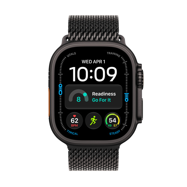 Apple Watch Ultra 4 49mm Black Titanium Case with Black Titanium Milanese Loop (Small)