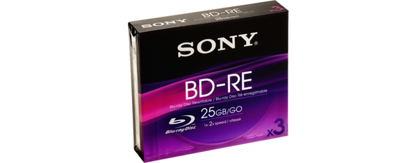 SONY BluRay 3p 25GB slimcase re-write 2X
