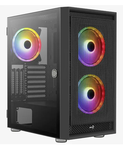 Aerocool Graphite G-BK-v2 Midi-Tower Case with window and RGB lighting, Black