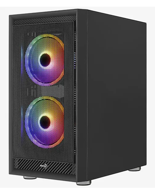 Aerocool Graphite G-BK-v2 Midi-Tower Case with window and RGB lighting, Black