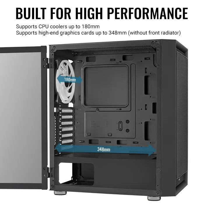 Aerocool Graphite G-BK-v2 Midi-Tower Case with window and RGB lighting, Black