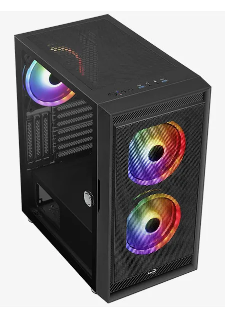 Aerocool Graphite G-BK-v2 Midi-Tower Case with window and RGB lighting, Black