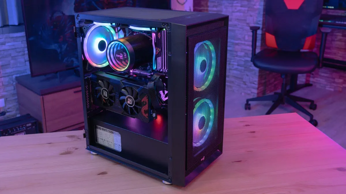 Aerocool Graphite G-BK-v2 Midi-Tower Case with window and RGB lighting, Black